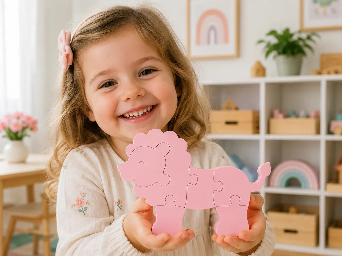 Puzzle 3D Interactiv Leu Stil Montessori „LionPuzzle”