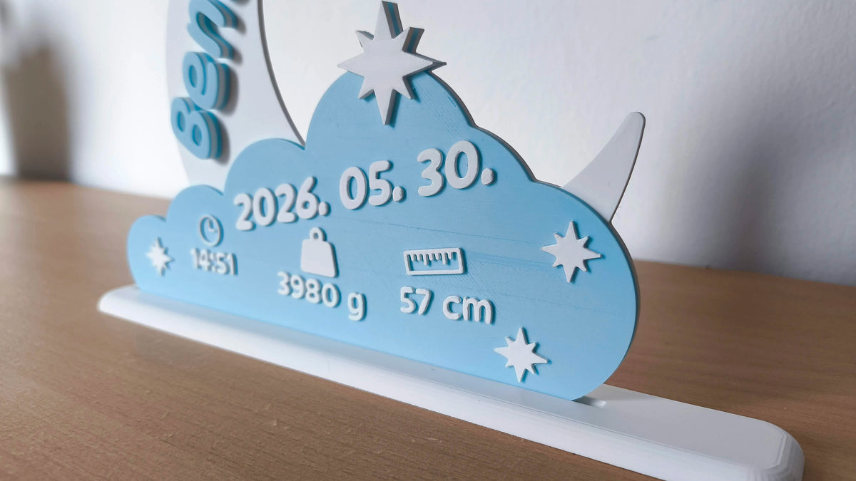 🌙 BabyMoon 3D | Statuetă Decorativă Personalizată cu Datele Nașterii