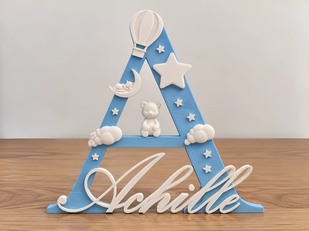 🧸 DreamInitial 3D | Literă Decorativă Personalizată pentru Copii
