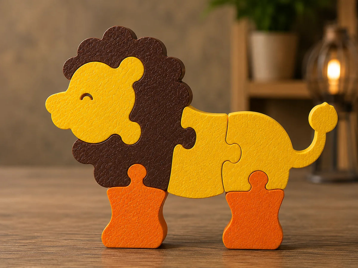 Puzzle 3D Interactiv Leu Stil Montessori „LionPuzzle”