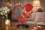 🌹 LoveRose 3D | Statuetă Decorativă Inimă și Trandafir cu Mesaj