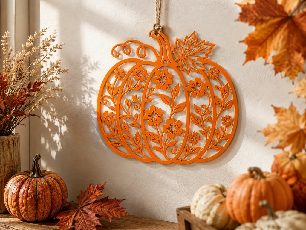 Placă / Tablou Decorativ de Perete Dovleac Floral „FloralPumpkin” 3D