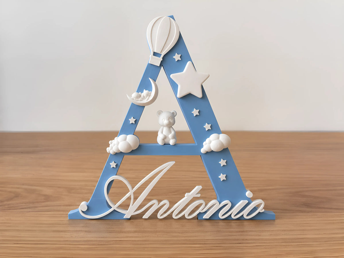 🧸 DreamInitial 3D | Literă Decorativă Personalizată pentru Copii
