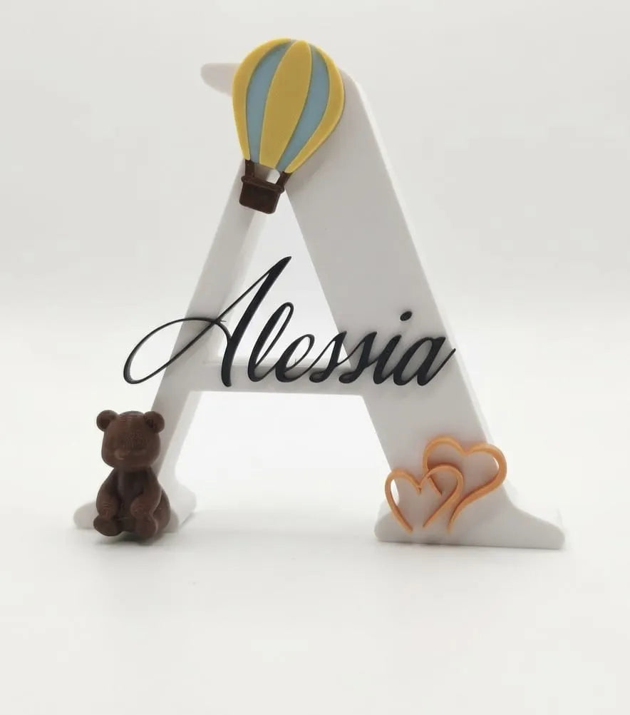 🎈 SkyInitial 3D | Literă Decorativă cu Nume, Balon și Inimioară