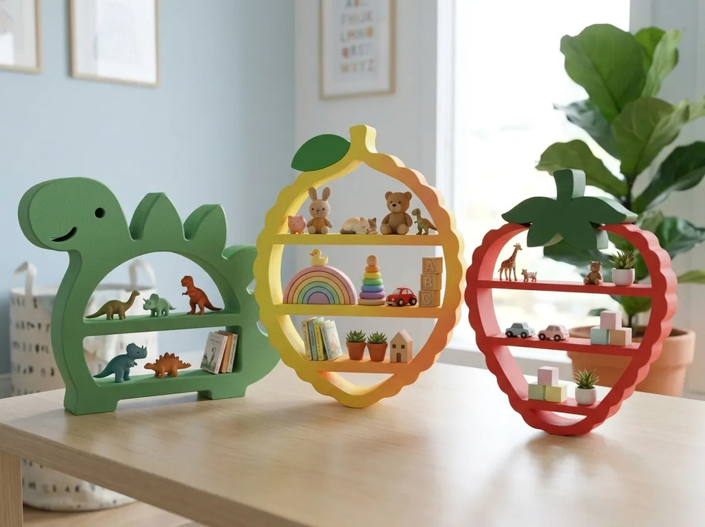 🦖 DinoShelf 3D | Etajeră Decorativă Dinozaur pentru Jucării