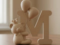 🧸 TeddyInitial | Literă Decorativă 3D cu Ursuleț și Baloane