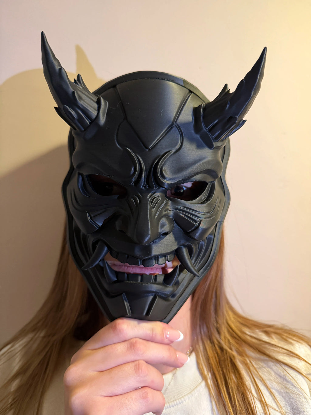 Mastră Demon Hannya / Samurai Oni cu Coarne „Stealth Oni Mask” 3D