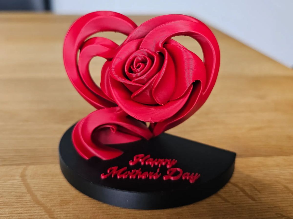 🌹 RoseHeart 3D | Statuetă Decorativă Trandafir în Inimă