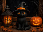 Figurină 3D Pisică Neagră cu Pălărie de Vrăjitoare „Witch Cat”