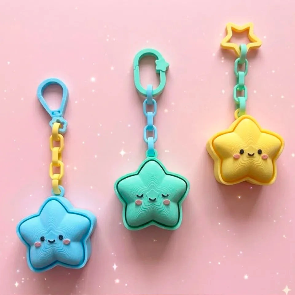 Breloc 3D Stea Zâmbitoare „Smiling Star Keychain”