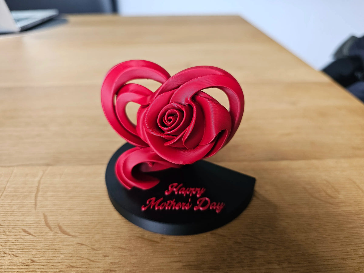 🌹 RoseHeart 3D | Statuetă Decorativă Trandafir în Inimă