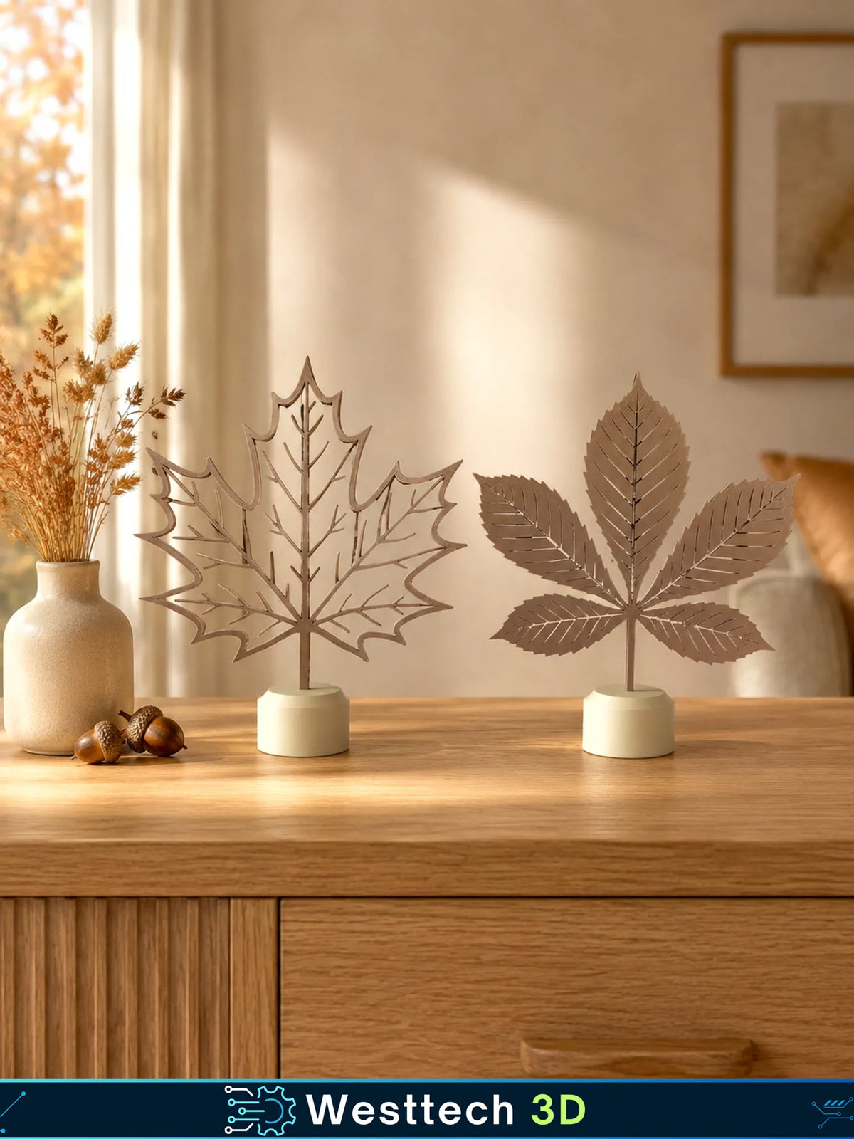 Statuete Decorative Frunze de Toamnă pe Suport „LeafArt” 3D