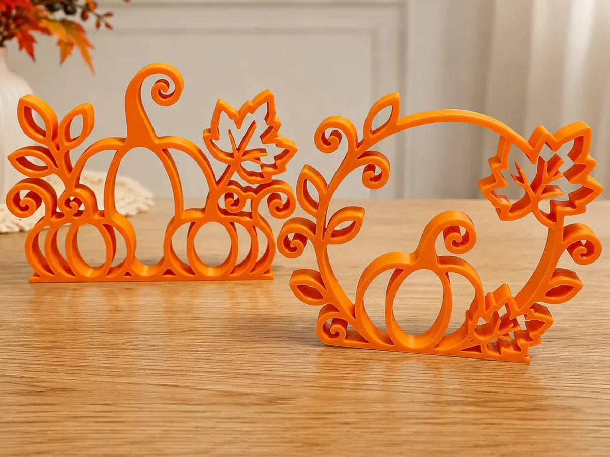 Set Suporturi / Plăcuțe decorative de Toamnă cu Dovleci și Frunze „Fall Pumpkin & Leaves Decor Set” 3D